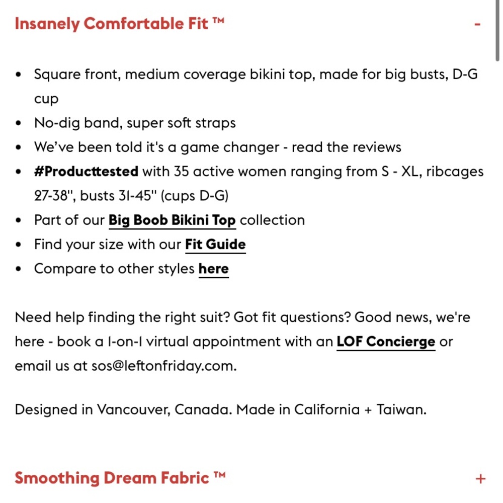 LEFT ON FRIDAY size S TOP SHELF SQUARE FRONT, MEDIUM COVERAGE, D-G CUP Swim Top - Picture 5 of 6